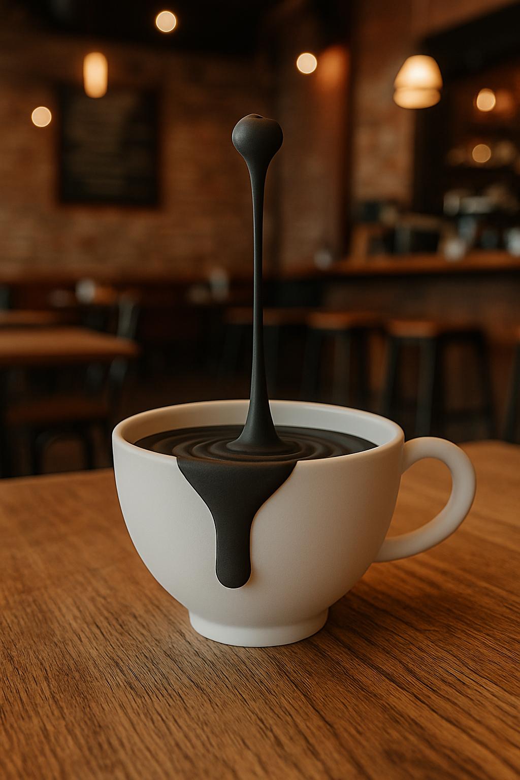 Floating Coffee Drop Sculpture 3D Printed Coffee Art | Dripping Coffee Cup Optical Illusion Coffee Bar Decor | Barista Coffee Lover Gift
