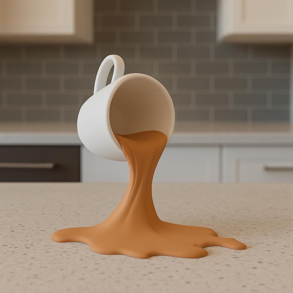 Spilled Espresso Macchiato Cup Sculpture | 3D Printed Coffe Cup Art | Coffee Lover Gift
