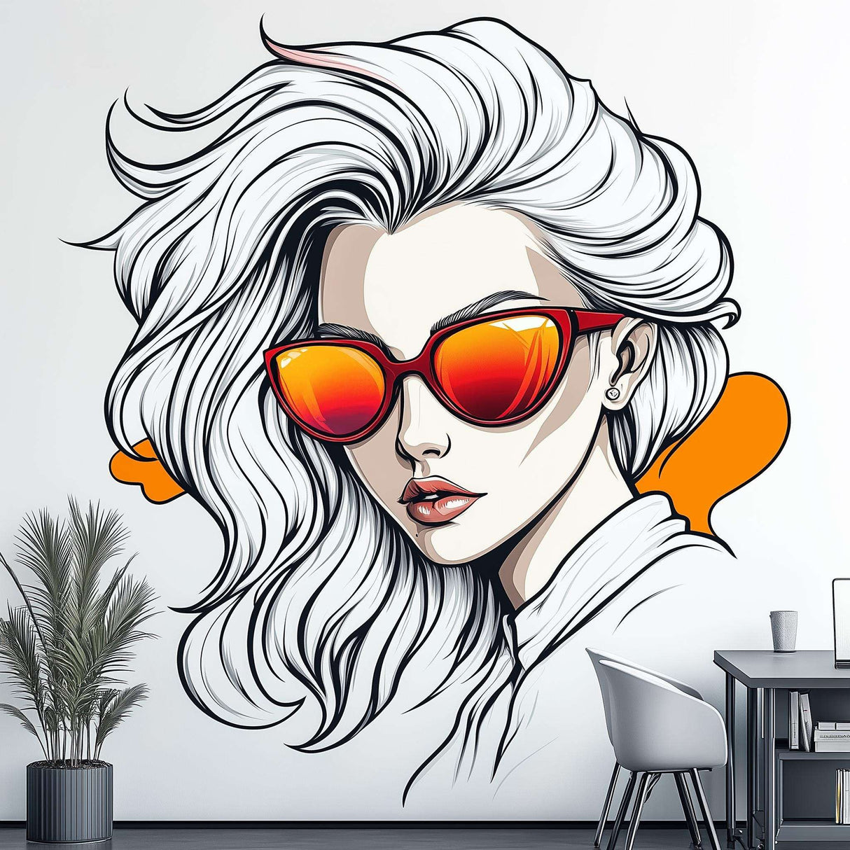 Cool Girl Wall Decal | Anime Wall Art | Stylish Female Character Sticker | Removable Vinyl Mural Comic Aesthetic Decor for Teen Room Office