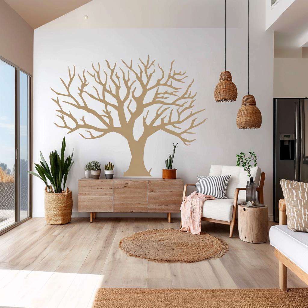 Winter Tree Wall Decal | Large Leafless Tree Wall Sticker | Boho Wall Decor | Neutral Tree Mural | Vinyl Wall Decal for Family Photo Wall