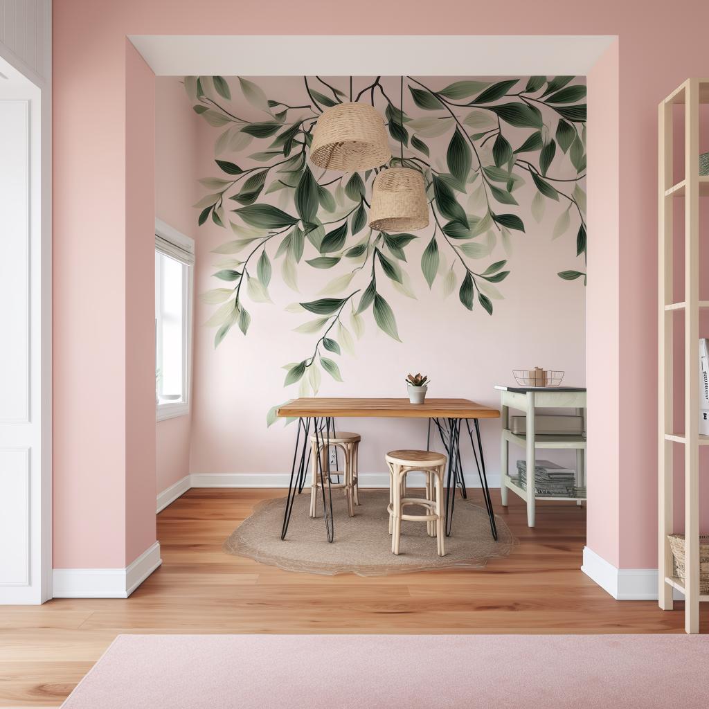 Large Vine Leaves Wall Decal | Botanical Wall Sticker | No Background | Removable Vinyl Mural | Modern Nature Wall Art | Dining Room Decor