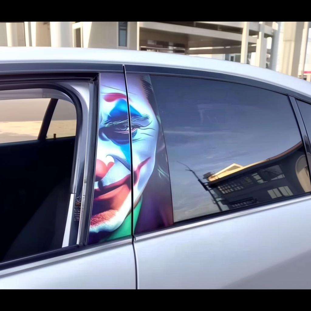 Joker Face B-Pillar Car Sticker | Clown Vinyl Wrap Decal | Comic Villain Car Pillar Accessory | Dark Art Tuning | Gift for Car Lovers
