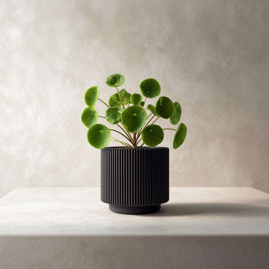 3D Printed Modern Black Planter | Minimalist Ribbed Plant Pot | Contemporary Indoor Planter | Unique Gift for Plant Lovers | Home Decor