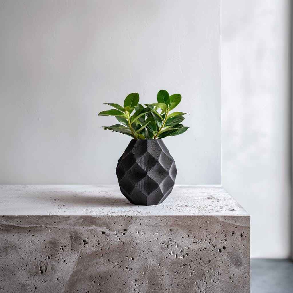 Geometric 3D Printed Vase | Dried Flowers | Modern Faceted Planter | Minimalist Home Decor