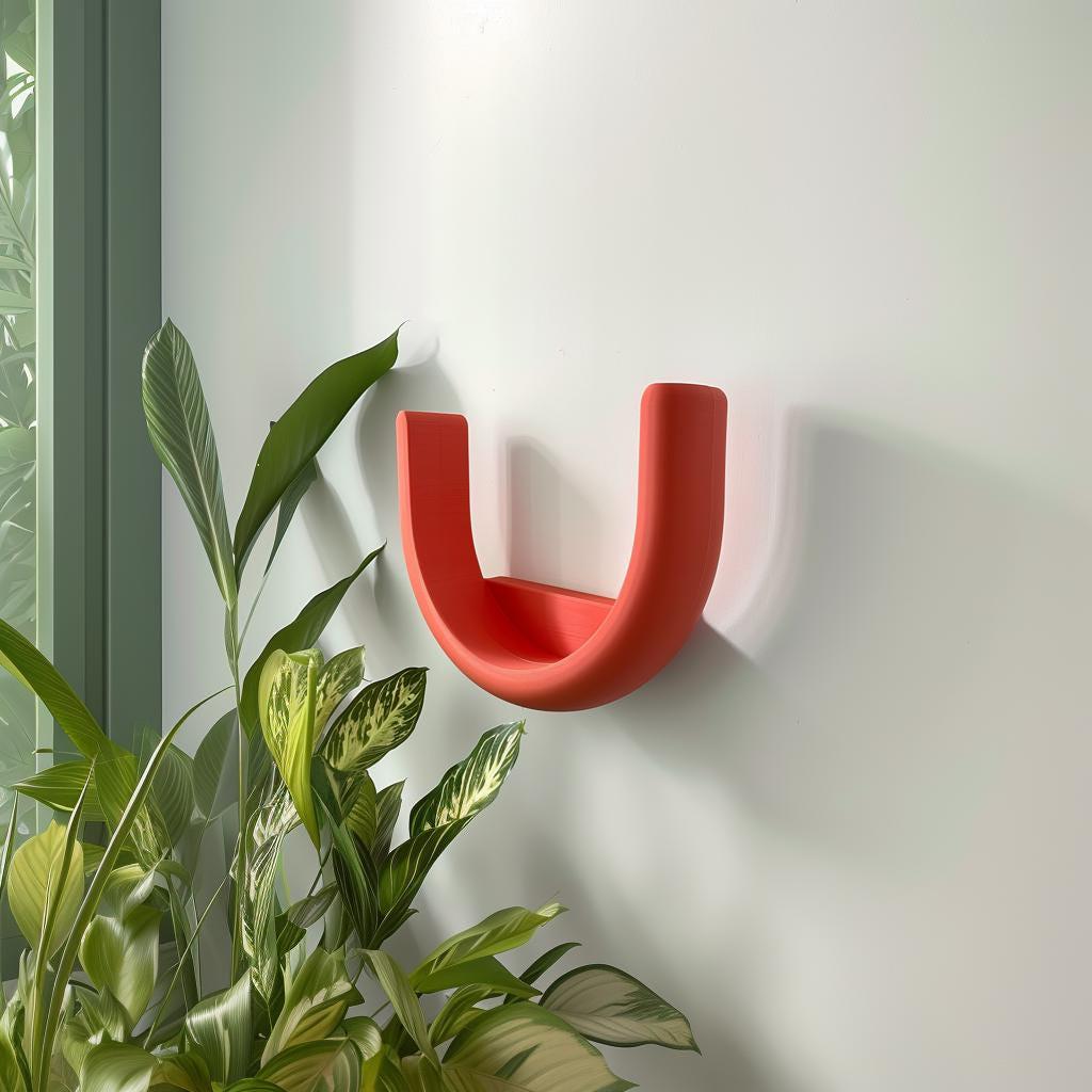 3D Printed U Shaped Wall Shelf | Modern Minimalist Floating Shelf Design | Unique Geometric Home Decor