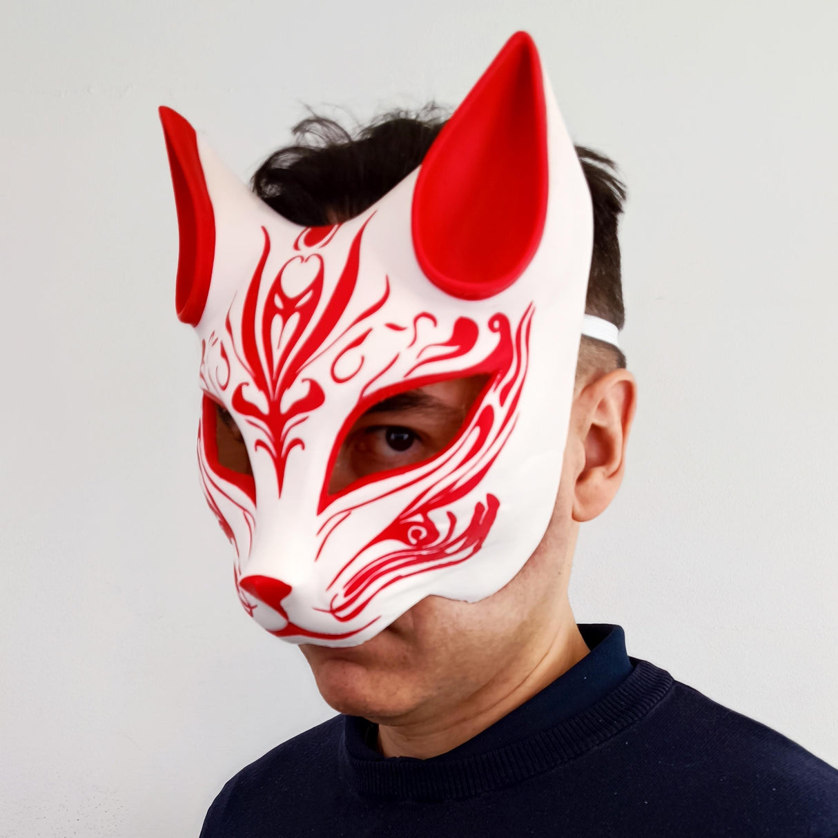Red Fox Mask | 3D Printed Japanese Mask | Anime Cosplay Mask | Kitsune Yokai Spirit Mask | Festival Fox Mask | Costume Prop Demon Mythology