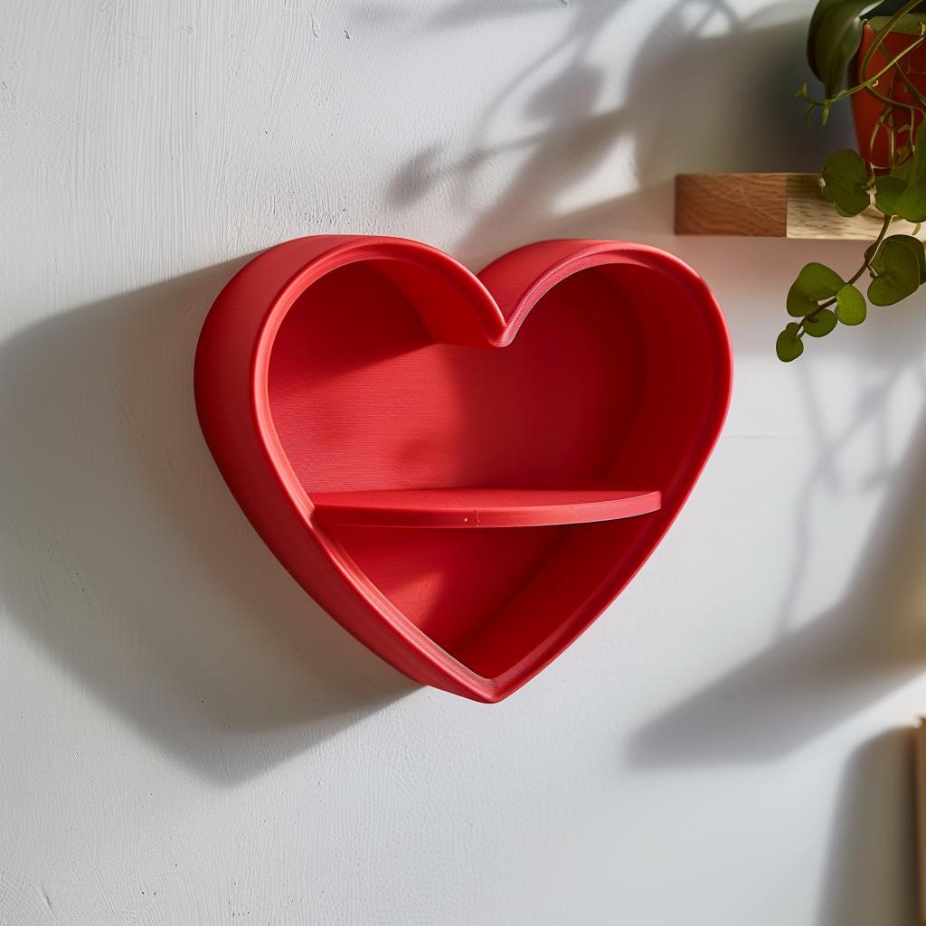 3D Printed Heart Wall Shelf | Modern Decorative Shelf | Minimalist Floating Shelf