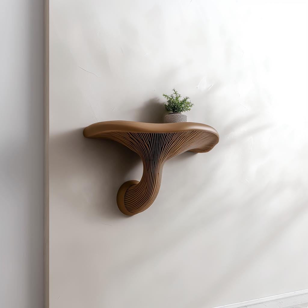 Mushroom Shelf | Floating Wall Shelf Fungi Wall Decor | 3D Printed Modern Home Accent Unique Wall Mounted Shelf | Boho Shelf Room Decor