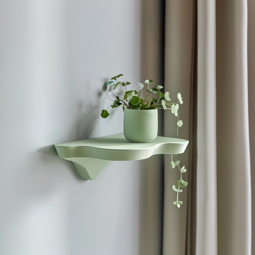 3D Printed Modern Wall Shelf | Minimalist Floating Shelf Design | Organic Nature Inspired Shape | Contemporary Home Decor Accent