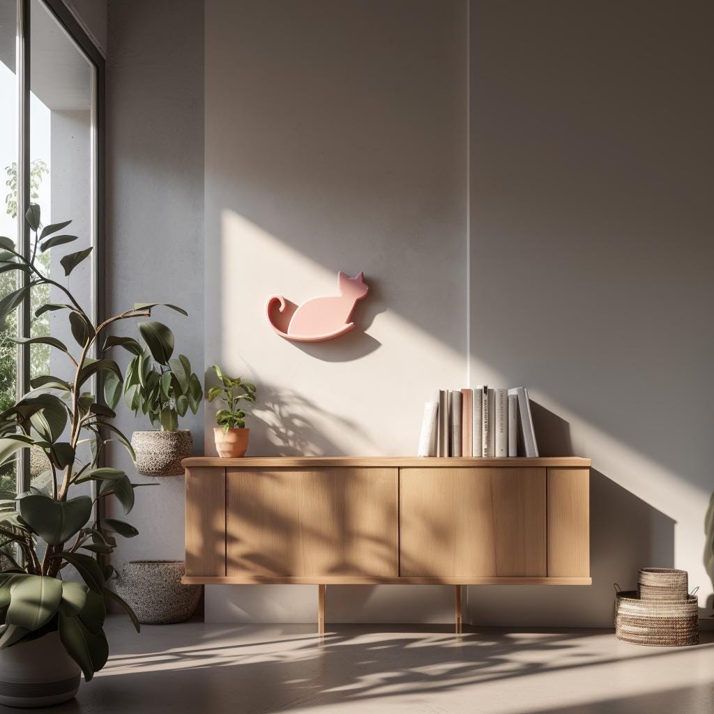 3D Printed Decorative Wall Shelf | Cat Wall Shelf | Modern Floating Shelf for Plants