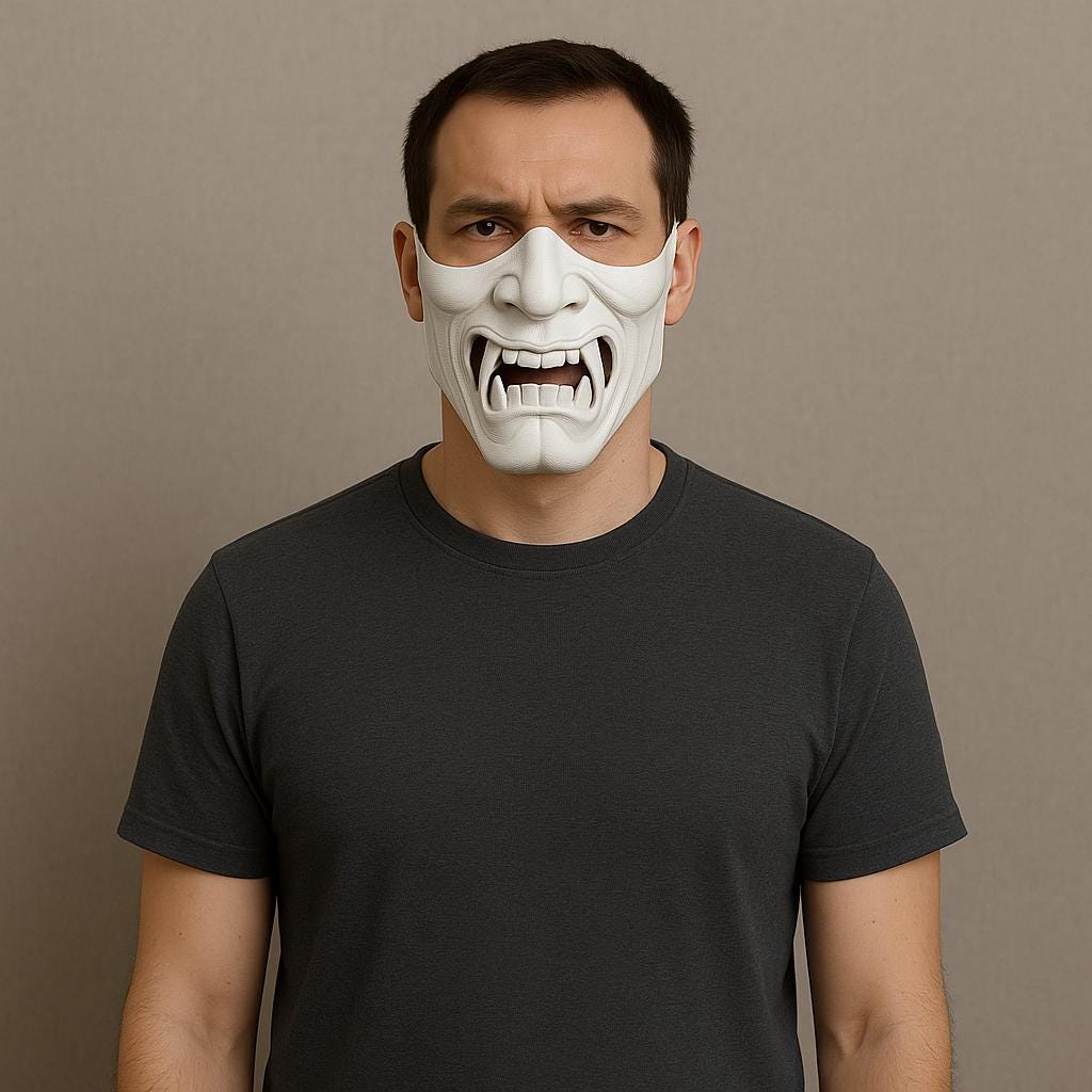Oni Half Face Mask | 3D Printed Cosplay Mask | Demon Samurai Mask