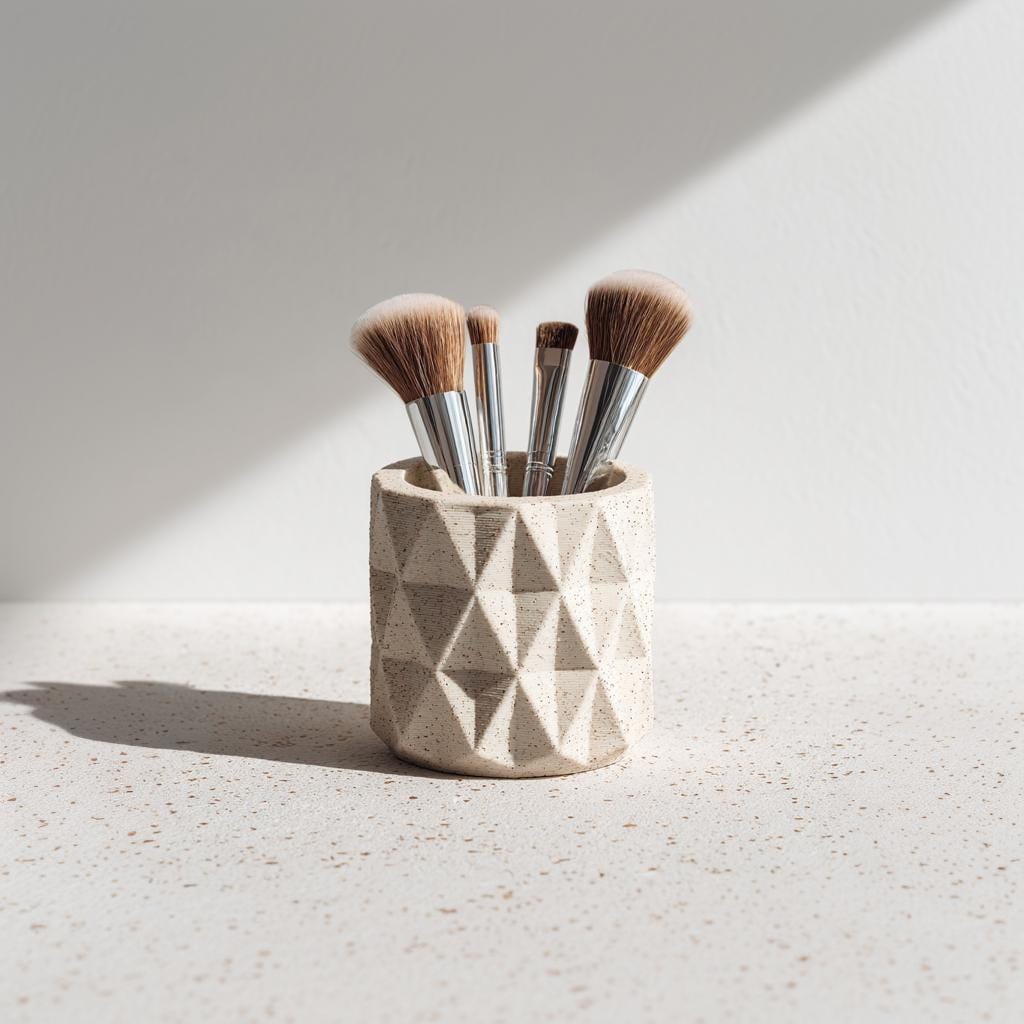 Makeup Brush Holder | Geometric Desk Organizer | 3D Printed Pen Cup