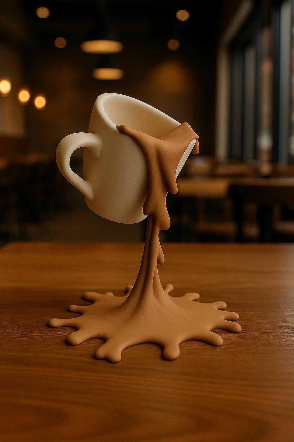 Floating Spilling Coffee Cup | 3D Printed Coffee Illusion Sculpture Kitchen Decor | Coffee Bar Display Optical Illusion Unique Lover Gift