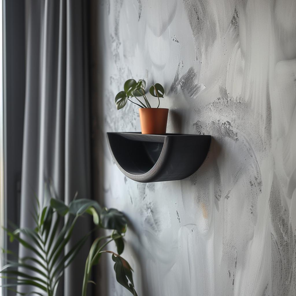 3D Printed Half Circle Wall Shelf | Modern Minimalist Floating Shelf | Unique Curved Wall Decor Accent for Contemporary Home Interiors