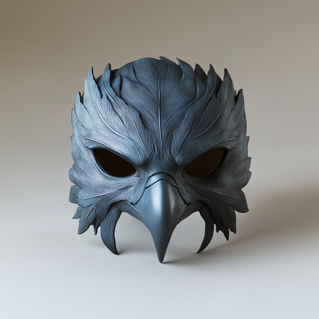 3D Printed Raven Mask | Gothic Bird Warrior Mask | Plague Doctor Cosplay Fantasy Beak Mask