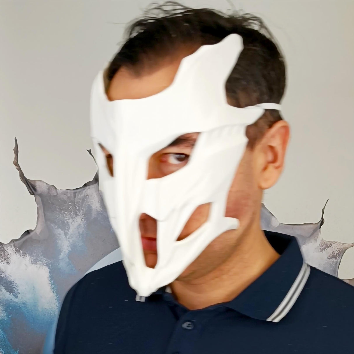 Biomorphic Cyberpunk Warrior Mask | 3D Printed Futuristic Skeleton Mask | Sci-Fi Cosplay Mask