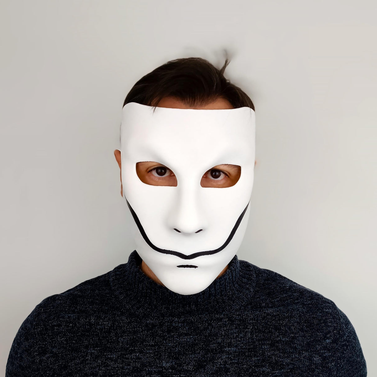 Smiling Phantom Mask | Creepy Halloween Mask | 3D Printed Anonymous Cosplay Mask | Horror Villain Sinister Masquerade Mask Stealth Assassin