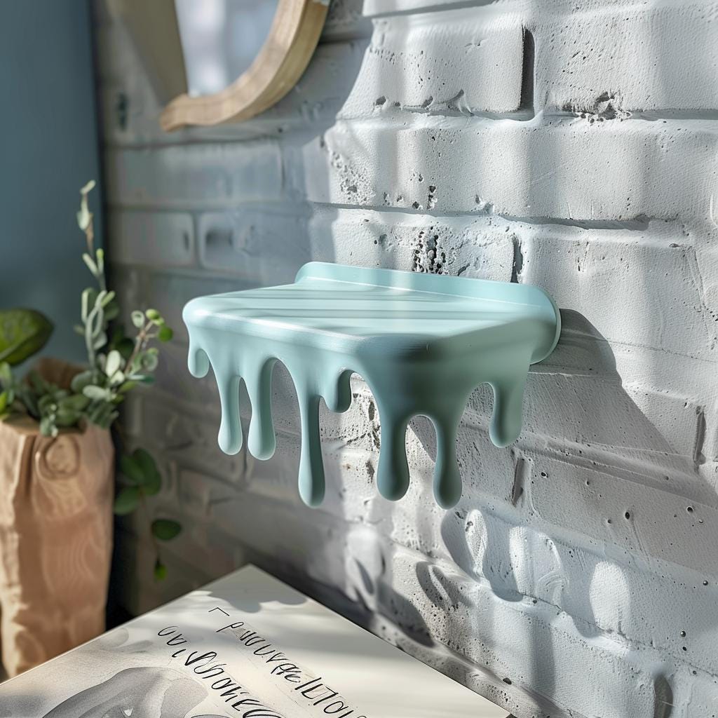 3D Printed Dripping Wall Shelf | Modern Melting Floating Shelf | Playful Minimalist Wall Decor Accent for Creative Contemporary Interiors