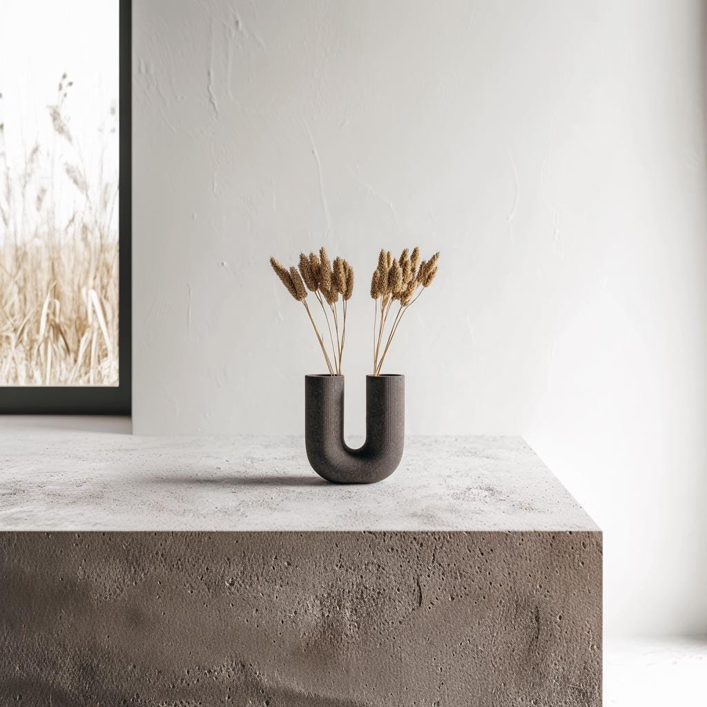 3D Printed U Shaped Vase | Modern Sculptural Vase Minimalist PLA Plastic Vase | Decorative Vases for Dried Fresh Flowers Unique Home Decor