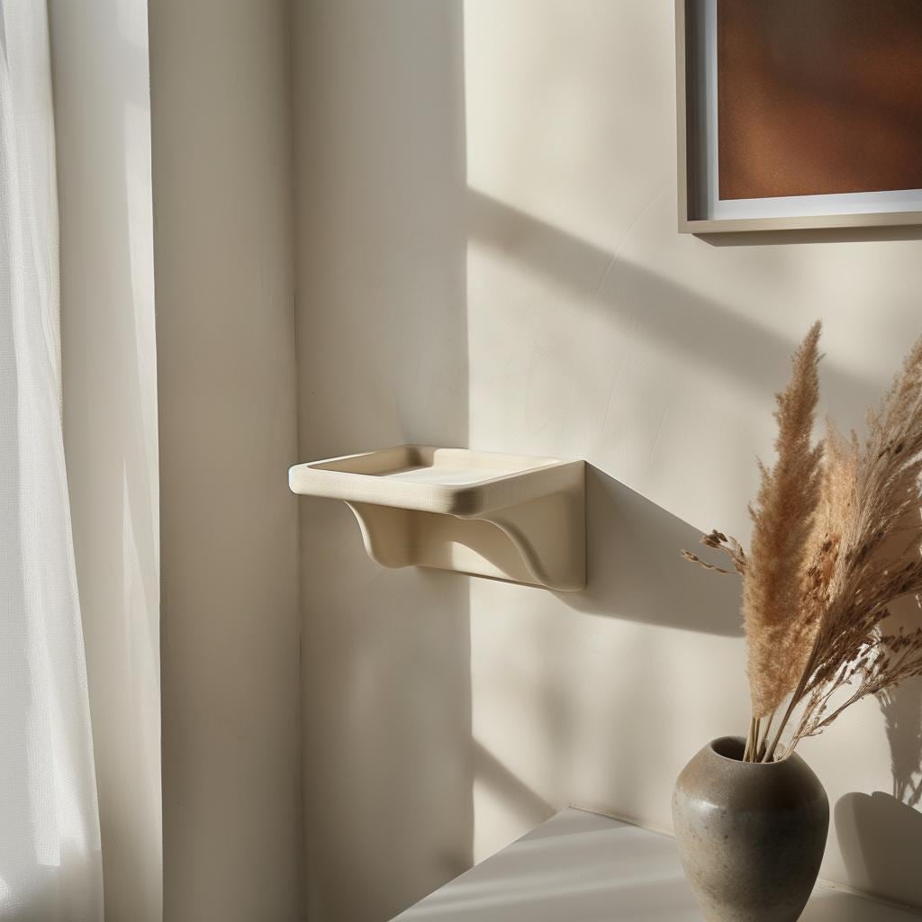 3D Printed Modern Wall Shelf | Minimalist Floating Shelf Design | Unique Organic Shape Storage