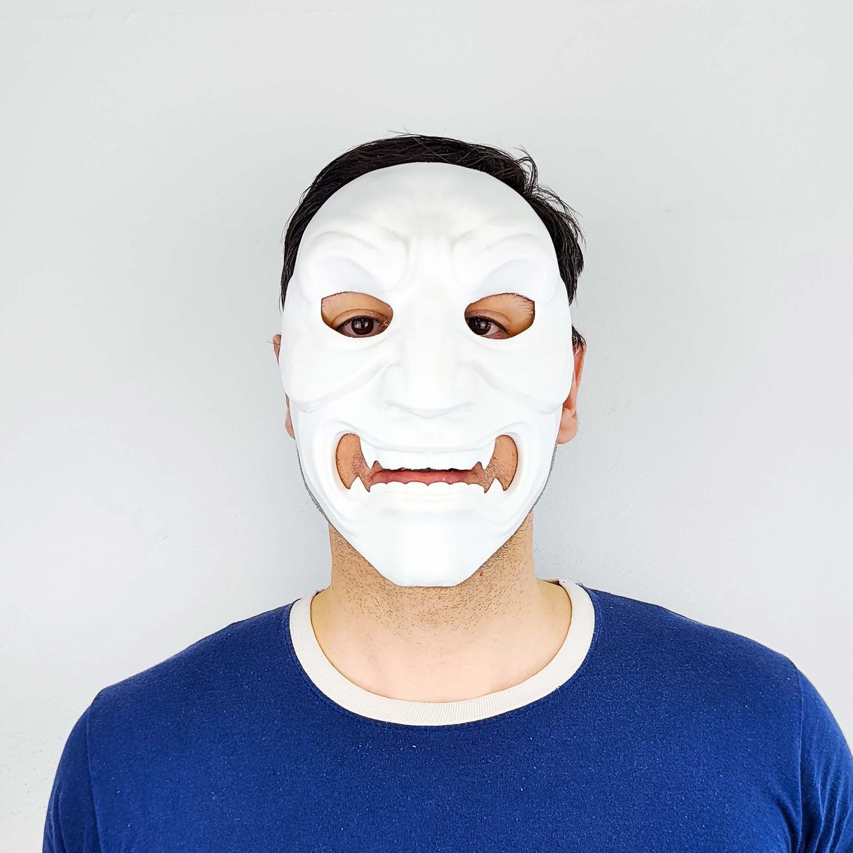 Full Oni Samurai Mask | 3D Printed Demon Mask | Japanese Warrior Cosplay | White Oni Mask | Halloween Costume | Scary Face Mask Gift for Him