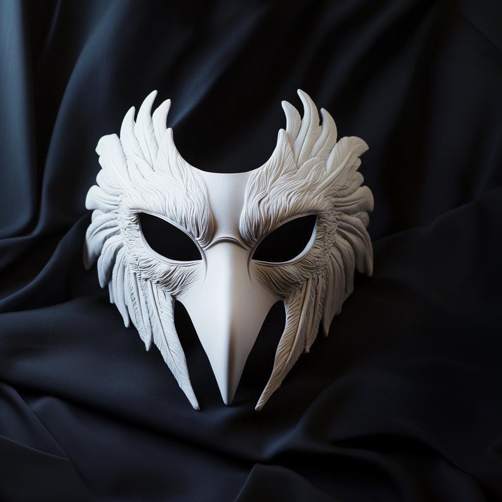 Bird Mask | Feathered Raven Cosplay Mask | Halloween Costume Mask | 3D Printed Unique Mask for Cosplay | Masquerade Party Accessory