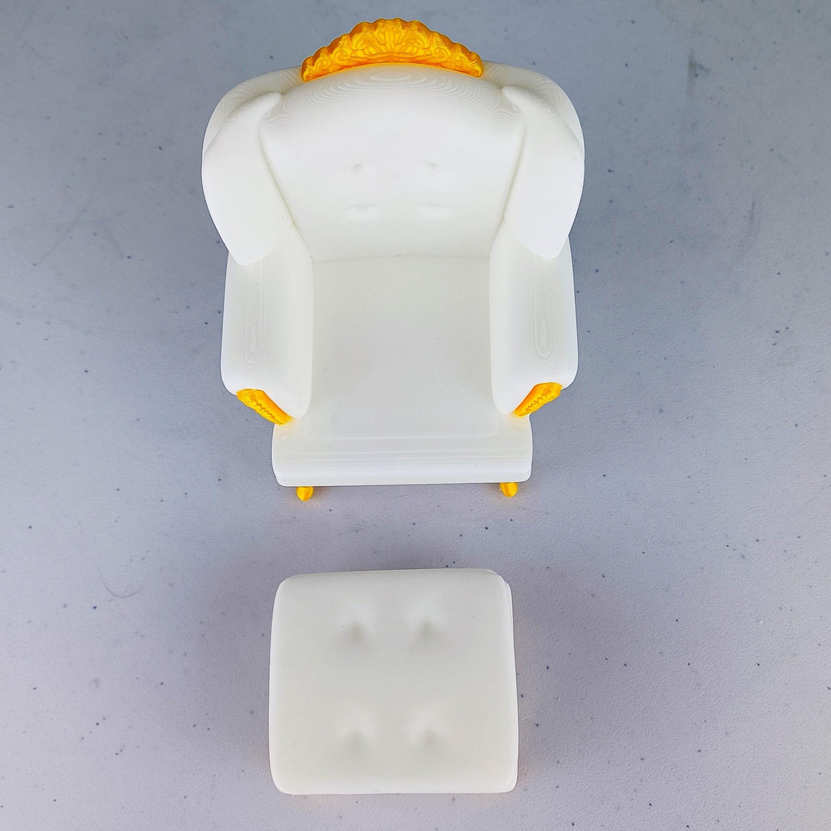 Dollhouse Sofa & Ottoman | 1:12 Scale Miniature Furniture | 3D Printed Victorian Chair | Elegant Dollhouse Decor | Miniature Armchair