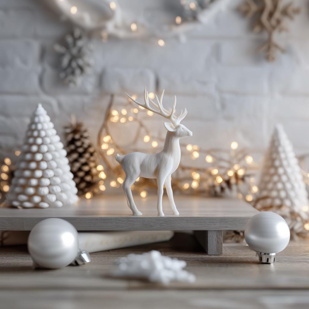 3D Printed Deer Figurine | Modern Minimalist Reindeer Sculpture | Unique Holiday Home Decor