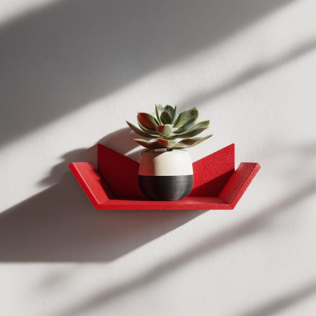 3D Printed Wall Shelf | Modern Geometric Mini Shelf | Small Plant Display Shelf