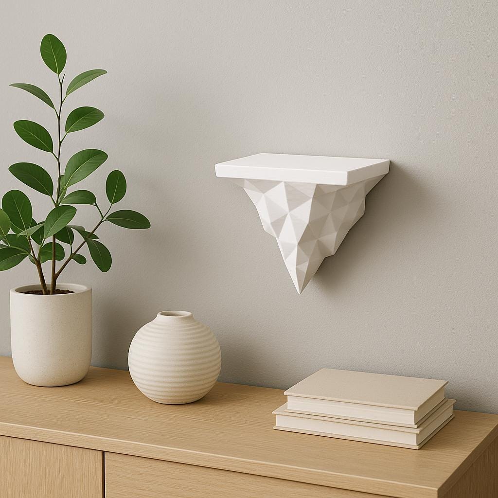 Geometric 3D Printed Wall Shelf | Modern Floating Iceberg Shelf | Minimalist Sculptural Decor