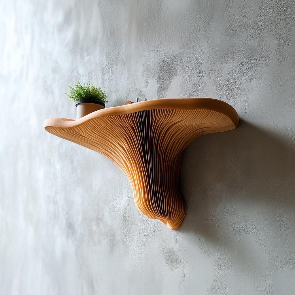 3D Printed Mushroom Shelf | Floating Wall Shelf Organic Wall Decor | Nature Home Accent Modern Wall Mounted Shelf | Unique Fungi Decor