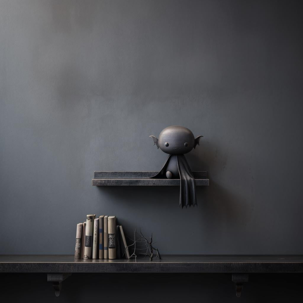 3D Printed Vampire Bat Wall Shelf | Cute Dark Fantasy Floating Ledge | Gothic Room Decor Accent for Bedroom Gaming Setup and Office Decor