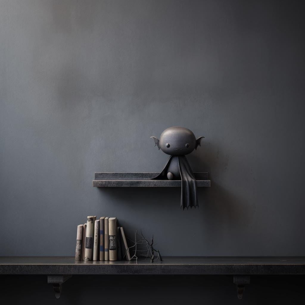 3D Printed Vampire Bat Wall Shelf | Cute Dark Fantasy Floating Ledge | Gothic Room Decor Accent for Bedroom Gaming Setup and Office Decor