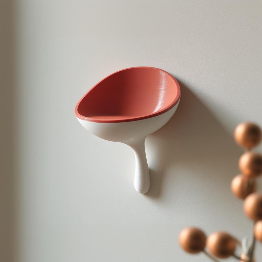3D Printed Scoop Wall Shelf | Minimal Floating Catchall Bowl | Cute Modern Entryway Key Holder Decor Accent for Hallway Office Home Bedroom
