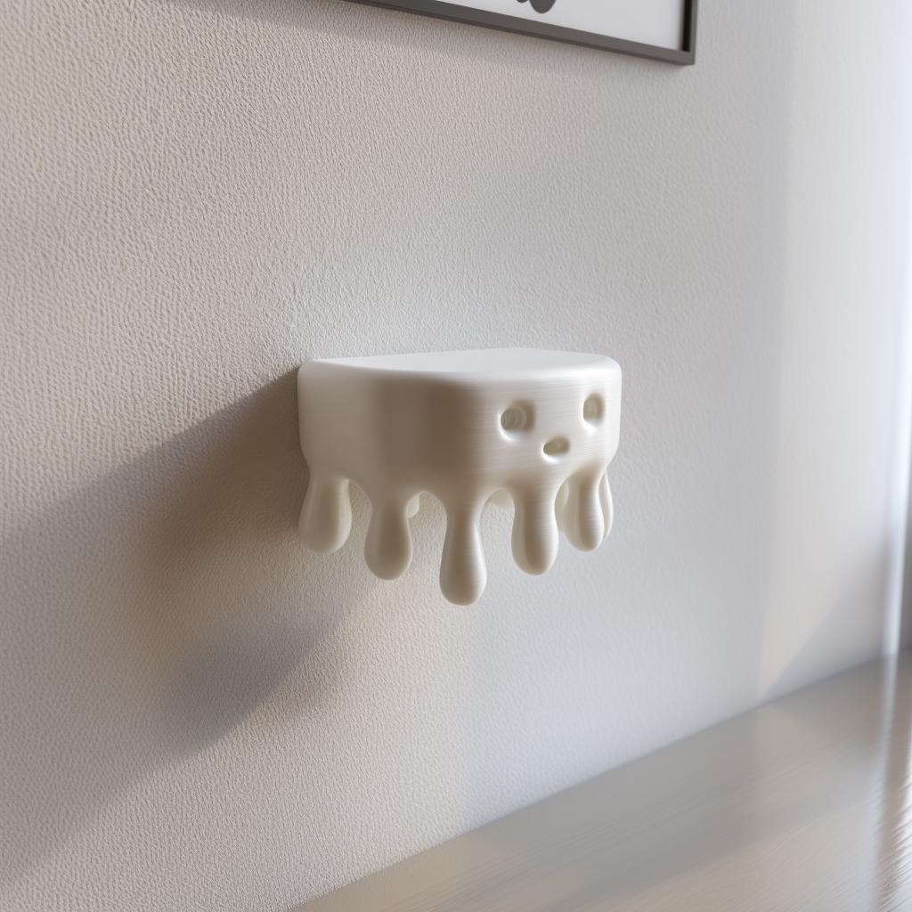 3D Printed Dripping Blob Wall Shelf | Minimal Character Floating Ledge | Playful Modern Room Decor Accent for Kids Rooms and Home Offices