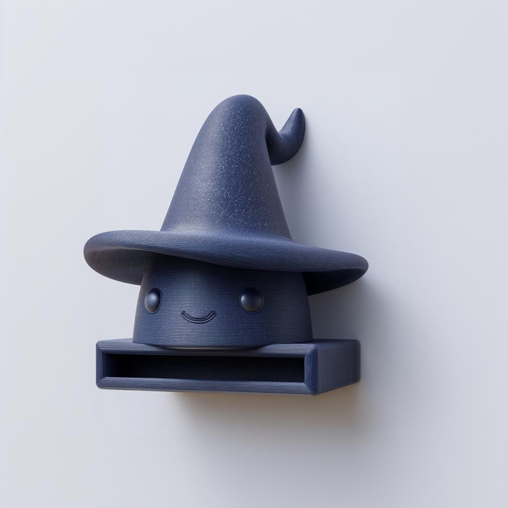 3D Printed Wizard Hat Wall Shelf | Cute Magical Storage Nook for Keys and Mail | Fantasy Kids Room, Nursery and Entryway Home Decor Shelf