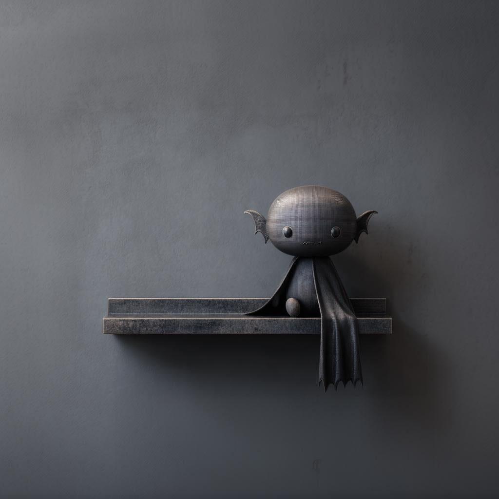 3D Printed Vampire Bat Wall Shelf | Cute Dark Fantasy Floating Ledge | Gothic Room Decor Accent for Bedroom Gaming Setup and Office Decor