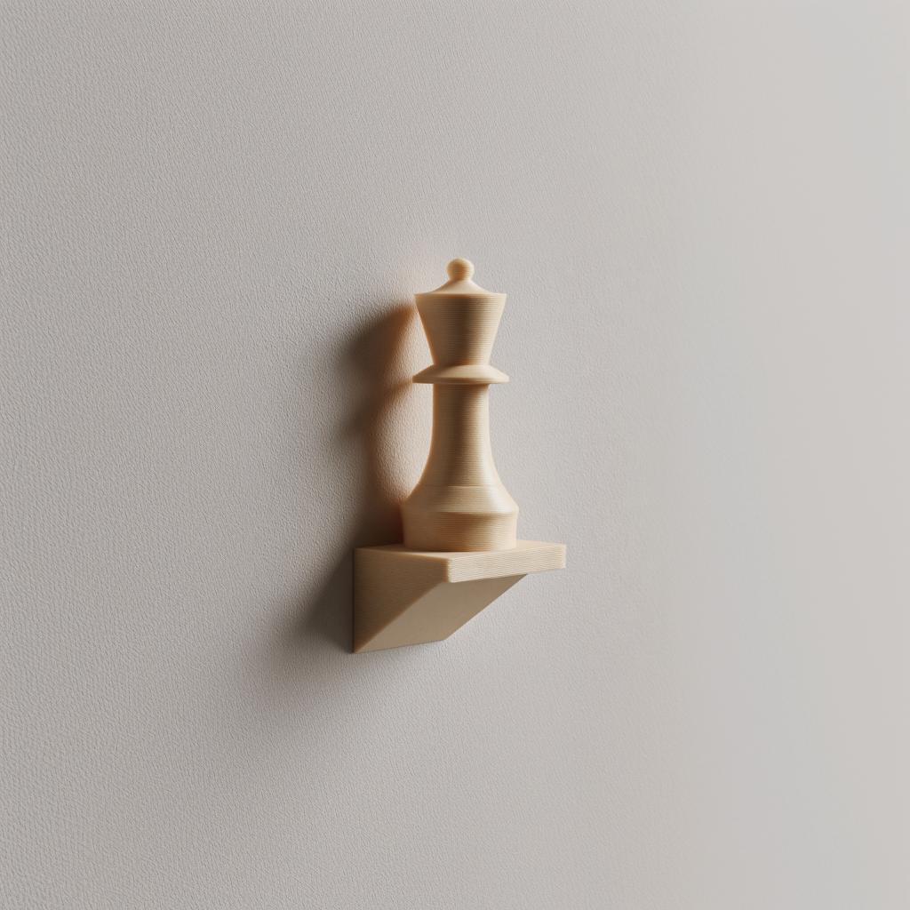 3D Printed Chess Piece Wall Decor | Minimal Queen Inspired Sculpture Ledge | Modern Game Room Display Accent