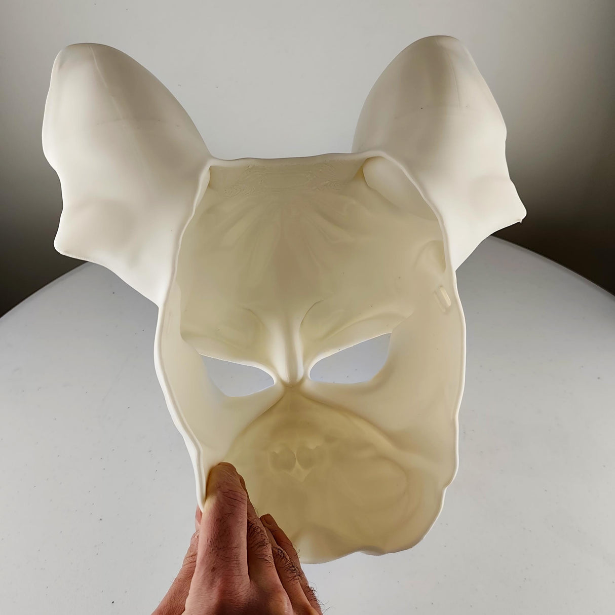 3D Printed Bulldog Mask | Modern Dog Face Sculpture | French Bulldog Cosplay Prop