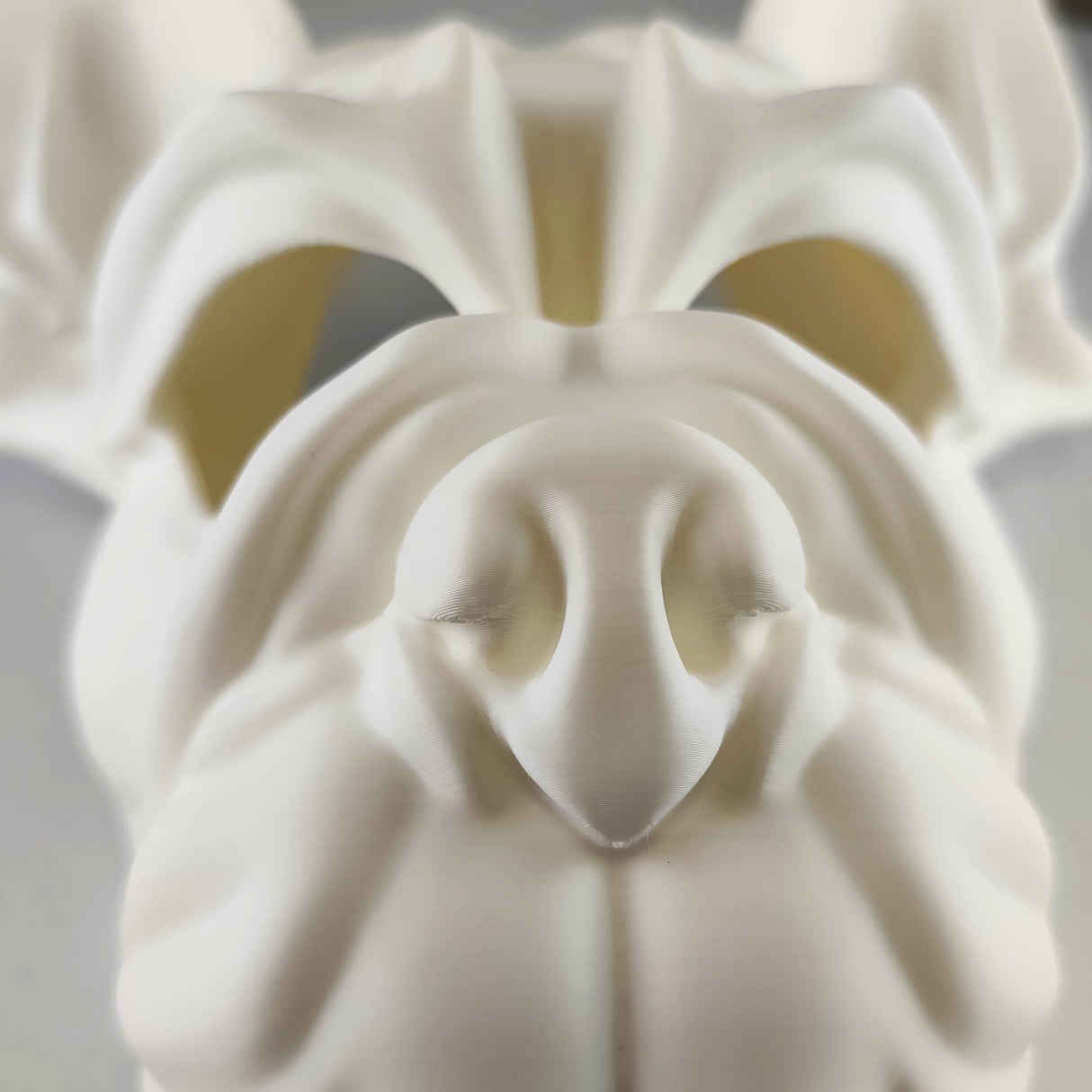 3D Printed Bulldog Mask | Modern Dog Face Sculpture | French Bulldog Cosplay Prop