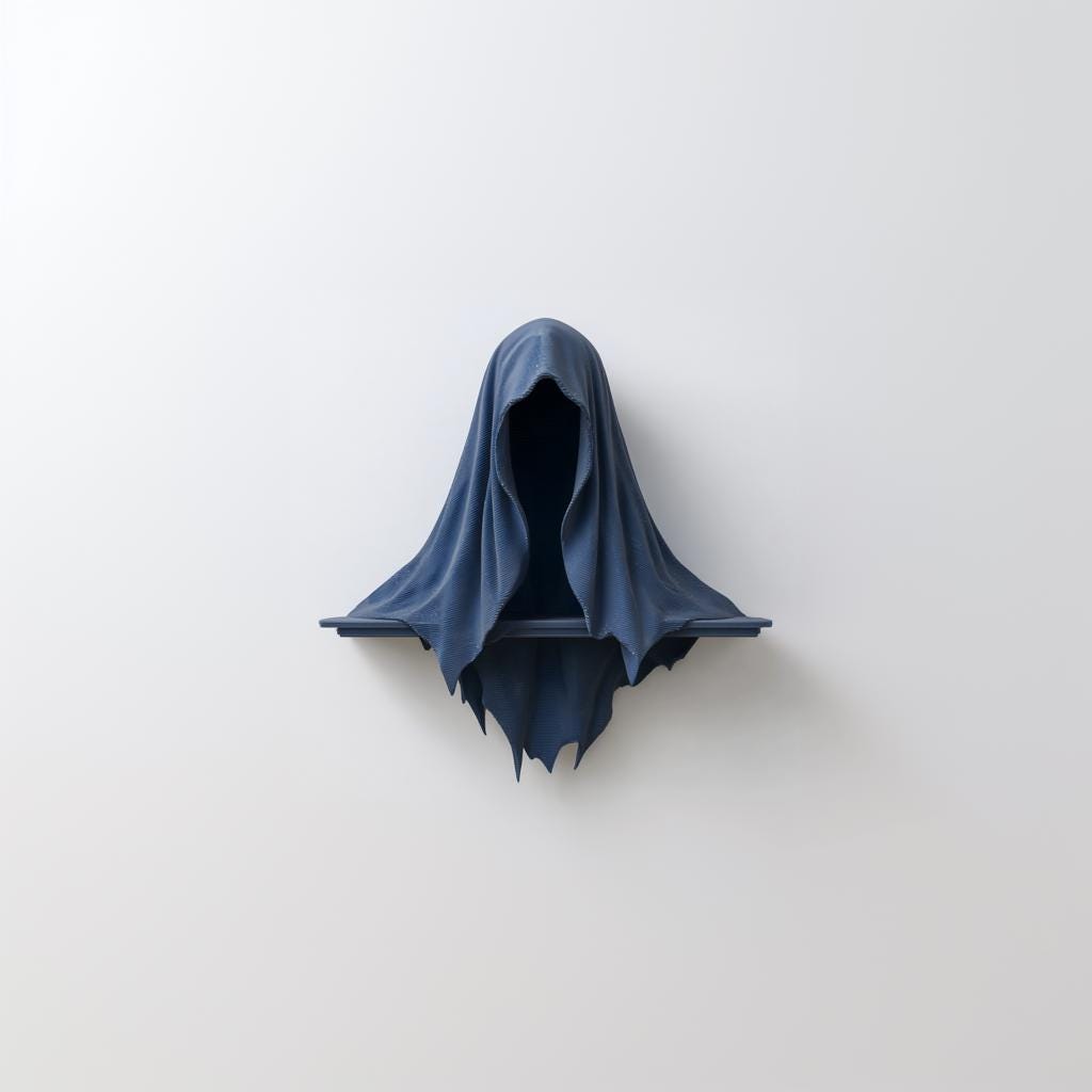 3D Printed Cloaked Reaper Wall Shelf | Gothic Hooded Figure Floating Ledge | Dark Fantasy Horror Decor Accent for Books, Candles & Crystals