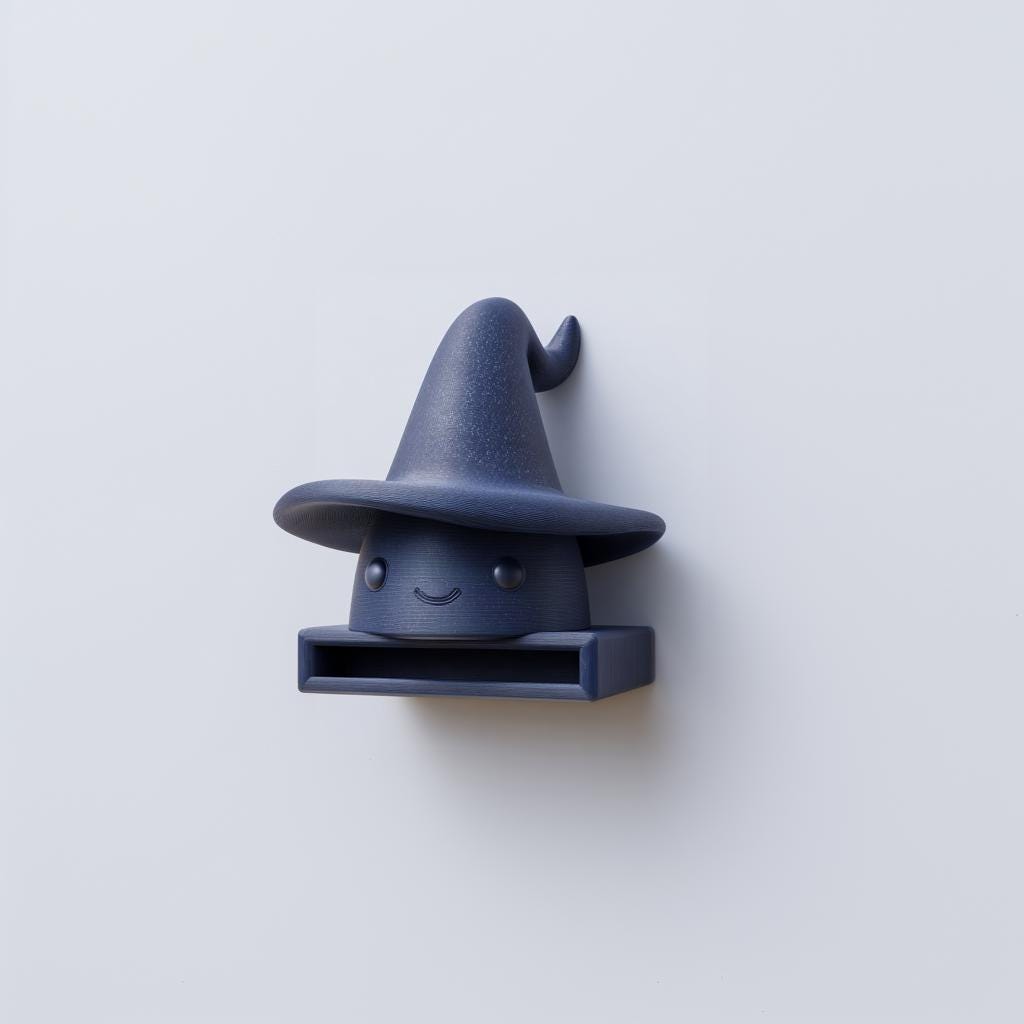 3D Printed Wizard Hat Wall Shelf | Cute Magical Storage Nook for Keys and Mail | Fantasy Kids Room, Nursery and Entryway Home Decor Shelf