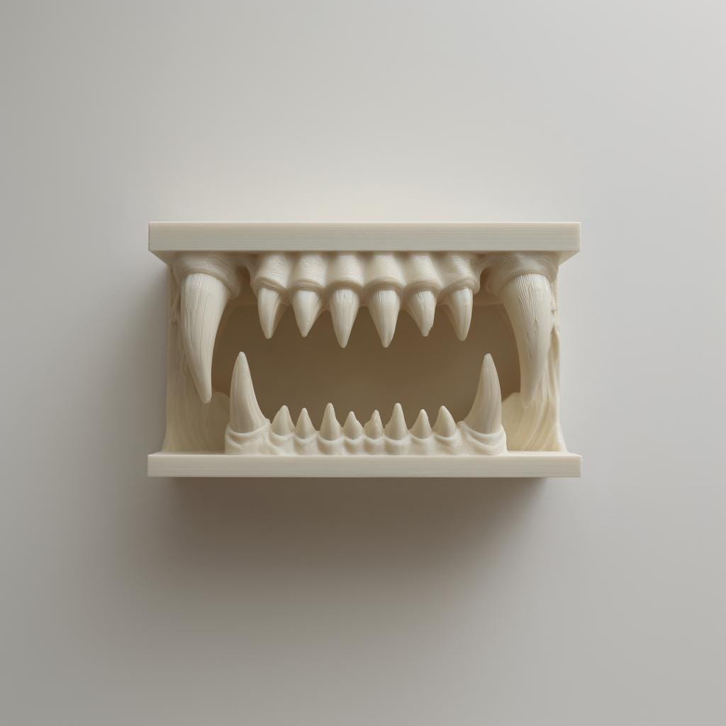 3D Printed Monster Jaw Wall Shelf | Gothic Fanged Mouth Nook | Horror Floating Ledge for Collectibles, Halloween Wall Decor and Gaming Room