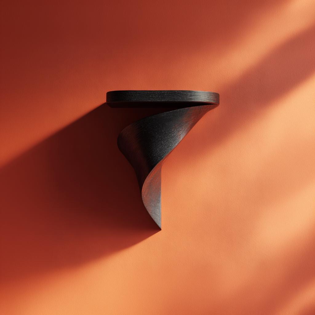 3D Printed Spiral Wall Shelf Bracket | Modern Gothic Floating Ledge | Minimal Dark Fantasy Display for Candles, Crystals and Small Decor