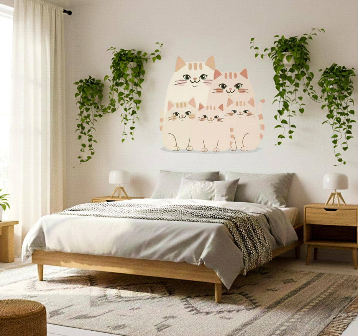 Cute Cat Family Wall Decal | Nursery Cat Stickers