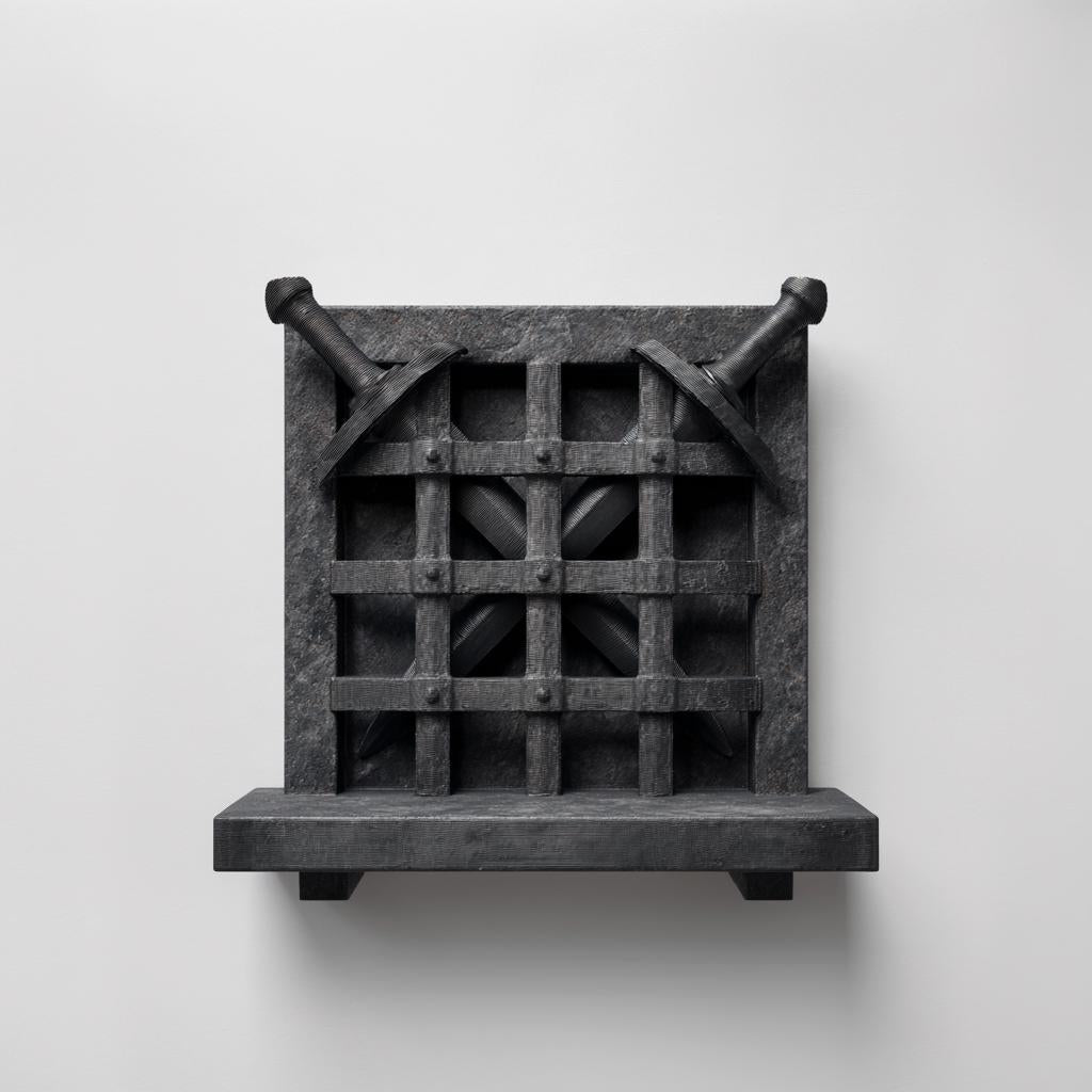 3D Printed Wall Shelf with Removable Swords | Medieval Gate Fantasy Display | Decorative PLA Wall Art for Living Room, Bedroom or Game Room