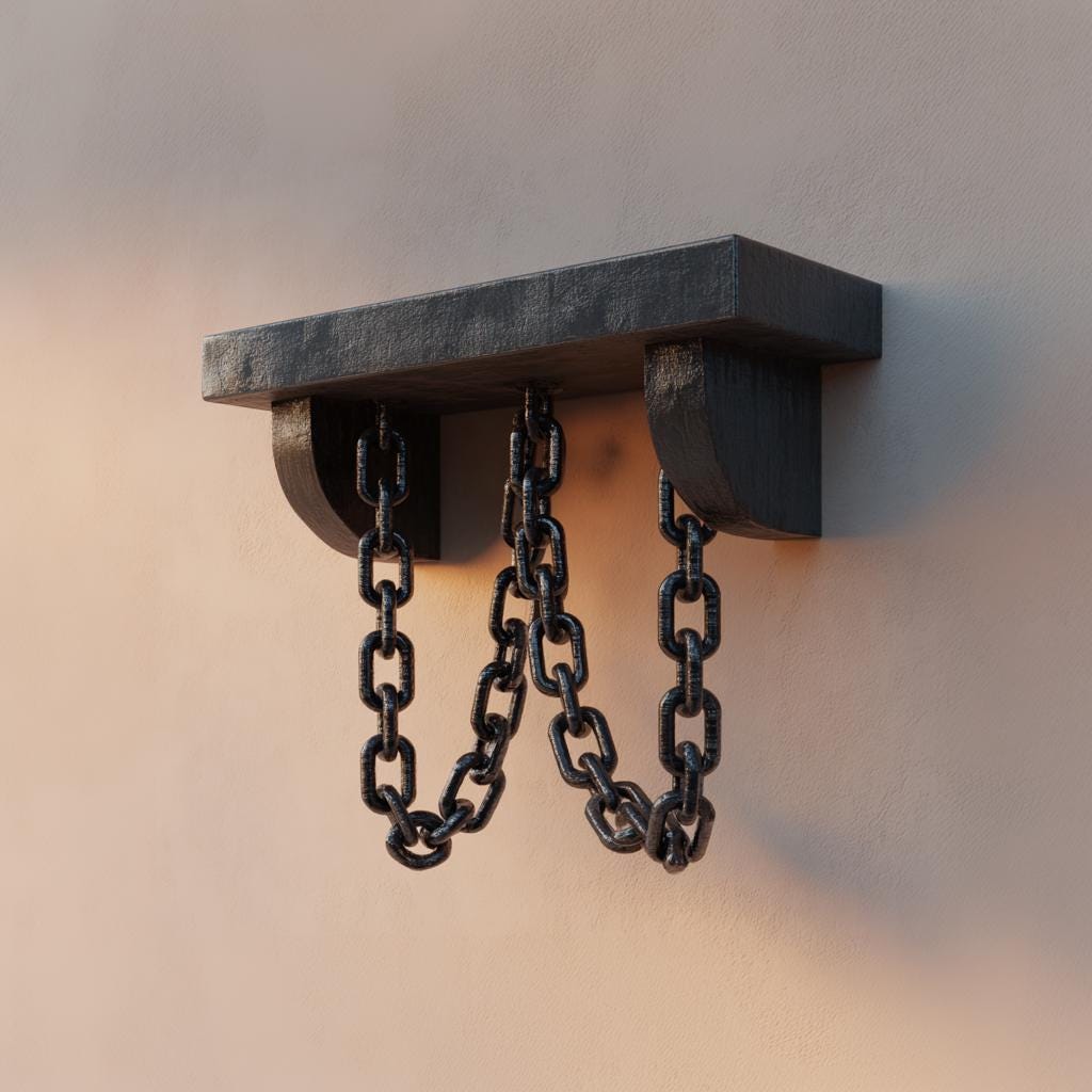 3D Printed Gothic Chain Wall Shelf | Dark Fantasy Floating Ledge with Hanging Chains | Dungeon Aesthetic Home Decor for Entryway and Bedroom