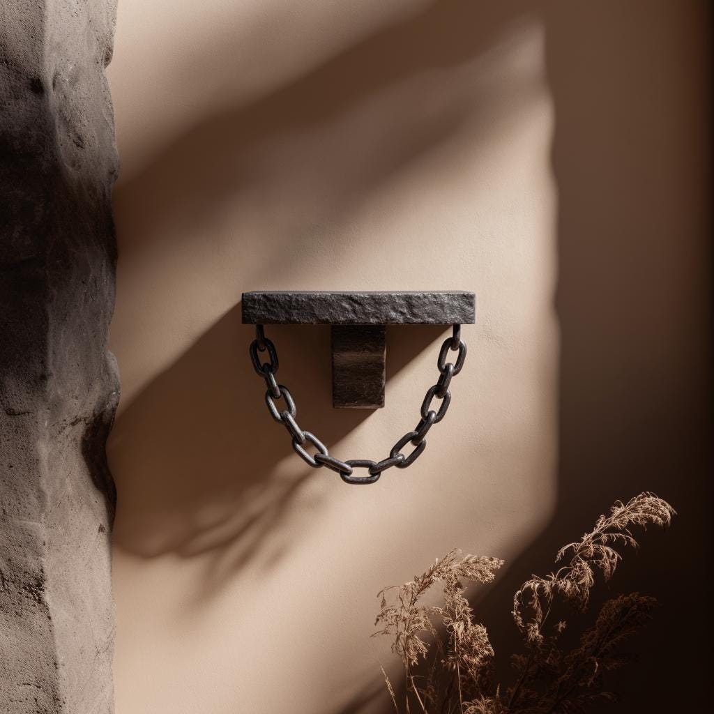 3D Printed Gothic Chain Wall Shelf | Dark Fantasy Ledge with Hanging Chain | Dungeon Style Home Decor for Entryway Shelf Accent Wall Decor
