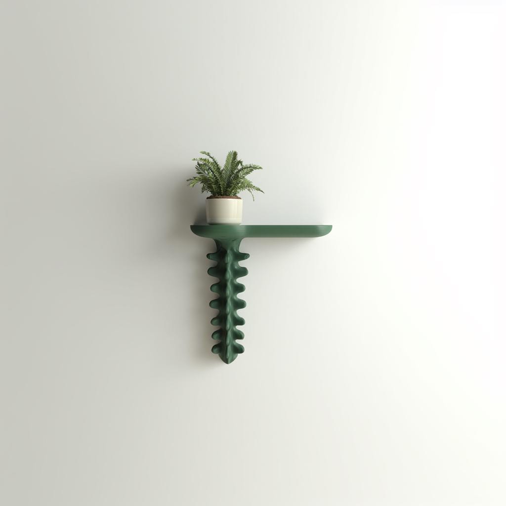 3D Printed Organic Wall Shelf | Sculptural Floating Ledge with Growth Form | Modern Biophilic Decor for Minimalist and Artistic Interiors