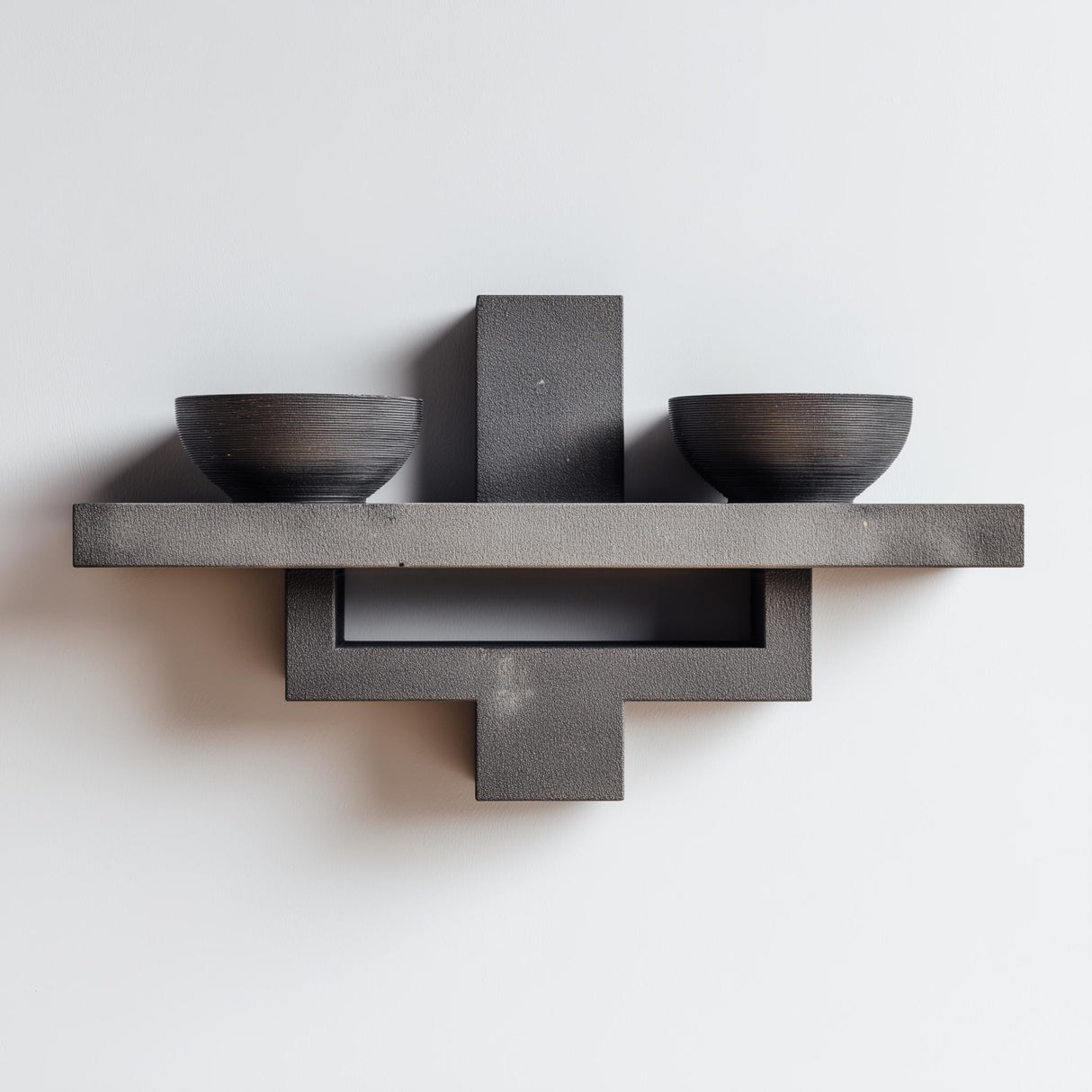 3D printed wall-mounted shelf inspired by the Libra zodiac sign, featuring a balanced scales-inspired structure with a clean floating ledge design.
